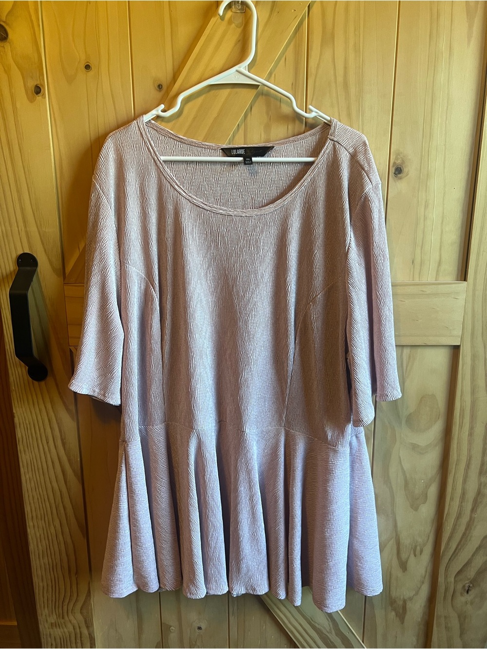 LuLaRoe Pink Emma Peplum Top Textured Crinkle Size 3X Plus Crepe Party Wedding